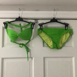 Sunsets Lime Knotted/Cinched Bikini Small